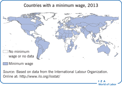 Countries with a minimum wage, 2013