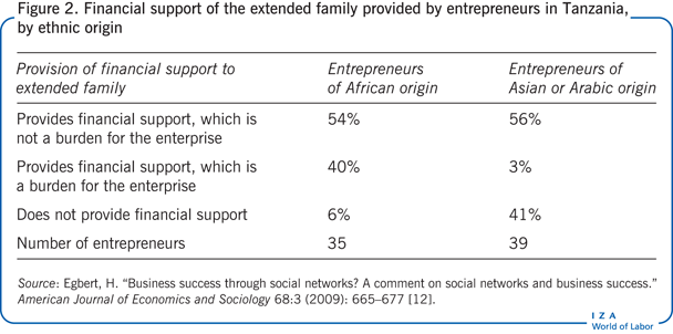 Financial support of the extended family
                        provided by entrepreneurs in Tanzania, by ethnic origin