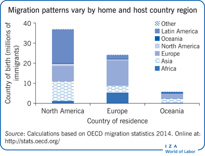 Migration patterns vary by home and host
                        country region