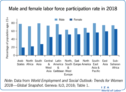 Male and female labor force
                        participation rate in 2018