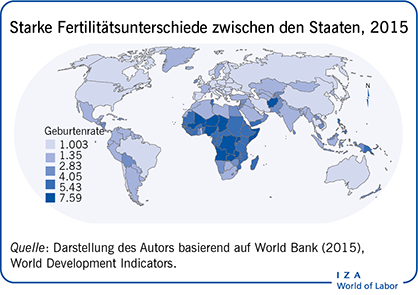 Starke Fertilitätsunterschiede zwischen den Staaten, 2015