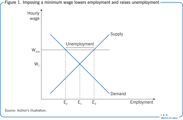 Imposing a minimum wage lowers employment
                        and raises unemployment