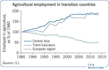 Agricultural employment in transition
                            countries