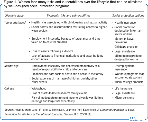 Women face many risks and vulnerabilities
                        over the lifecycle that can be alleviated by well-designed social protection
                            programs