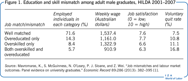 Education and skill mismatch among adult
                        male graduates, HILDA 2001–2007