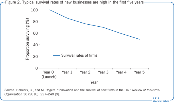 Typical survival rates of new businesses are
                        high in the first five years 